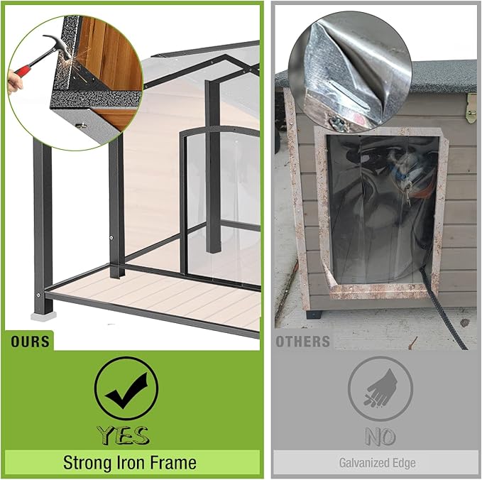 Gutinneen Dog House Outdoor Heated Dog Kennel with Insulation Liner for Winter Waterproof Dog Cage for Small & Medium & Large Dogs,Unique All-Around Iron Frame