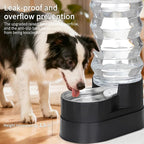 RIZZARI Automatic Dog Water Dispenser: 9L Black Elevated Feeder with Stainless Steel Dish for Elderly Dogs with Spinal Issues - Gravity-Fed Wide-Mouth - Non-Slip - Stable Base for Home or Garage Use