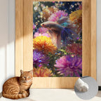 Nuxovilar Cat Scratching Mat 15.3x23.6 Inches Polyester Synthetic Fiber, Colorful Betta Fish & Flowers Print, wall cat Scratcher, Scratch pad, Home Decor, Fish Tank Area, Bedroom (2pcs)