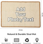 Custom Cat Scratcher Mat,Personalized Wall-Mountable Cat Scratch Pad,23.6 X 15.7In Natural Sisal Cat Scratching Board for Floor,Wall,Couch & Carpet,Indoor Cats Toy Furniture Protector