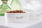 Pearhead Ceramic Dog Bowl – “Woof” Speckled Pet Food & Water Dish, Durable Stoneware, Non-Slip Heavy Base, 20 oz, Medium