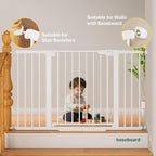 Cumbor 2 Pack 29.7-51.5" Extra Wide Baby Gate for Stairs, Easy Walk Through Dog Gates for Doorways, Pressure Mounted Pet Gate Indoor, Safety Auto-Close Child Gate for Kids with 4 Wall Cups, White