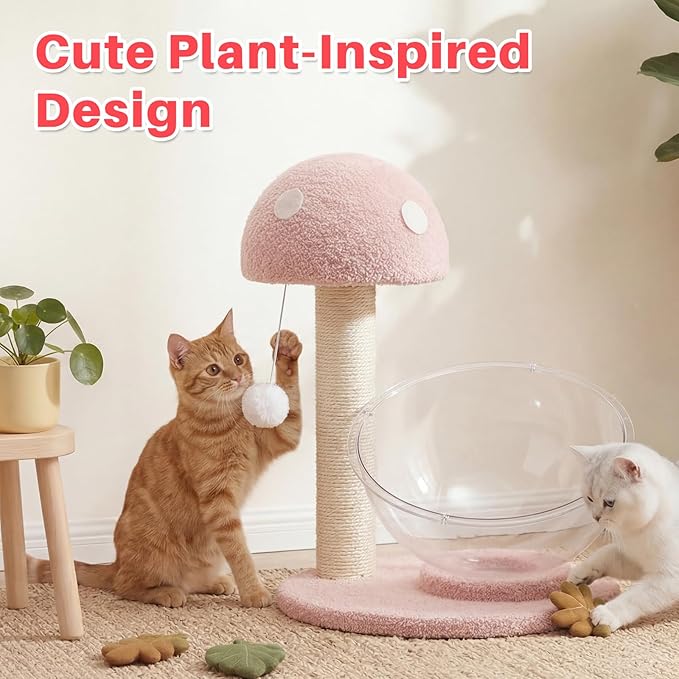 Mushroom Shaped Cat Scratching Post – Durable Sisal Material for Scratching, Climbing, and Energy Release – Stable Base, Ideal for Play and Sleep – Perfect for Active Cats and Kittens