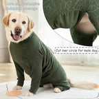 Dog Coats Autumn Winter Jumpsuit for Large Medium Dogs, Warmer Polar Fleece Dog Bodysuit Lightweight Pajamas, Pullover Stretchy Cold Weather Clothes (Dark Green, 2XL)