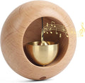 Round Shopkeepers Bell for Door Opening – Magnetic Wooden Door Chime & Wireless Brass Doorbell for Business, Office, Fridge – Modern Circular Wind Bell Entry Alert – No Battery