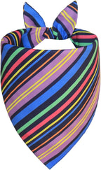 Easter Dog Bandana for Medium Large Dogs - Reversible Navy Bunny & Pastel Stripes Scarf, Cute Pet Accessory for Spring Gift (14-18" Neck)