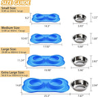Hubulk Pet Dog Bowls 2 Stainless Steel Dog Bowl with No Spill Non-Skid Silicone Mat + Pet Food Scoop Water and Food Feeder Bowls for Feeding Small Medium Large Dogs Cats Puppies (Large, Blue)
