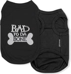 Parisian Pet Dog Shirt – 100% Cotton Shirts for Large Dogs – Black Sleeveless Bad to Da Bone Puppy Clothes – Lightweight and Breathable Dog Apparel – Funny Dogs Clothes - Stretchy Pet T Shirts