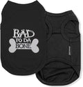 Parisian Pet Dog Shirt – 100% Cotton Shirts for Small Dogs – Black Sleeveless Bad to Da Bone Puppy Clothes – Lightweight and Breathable Dog Apparel – Funny Dogs Clothes - Stretchy Pet T Shirts