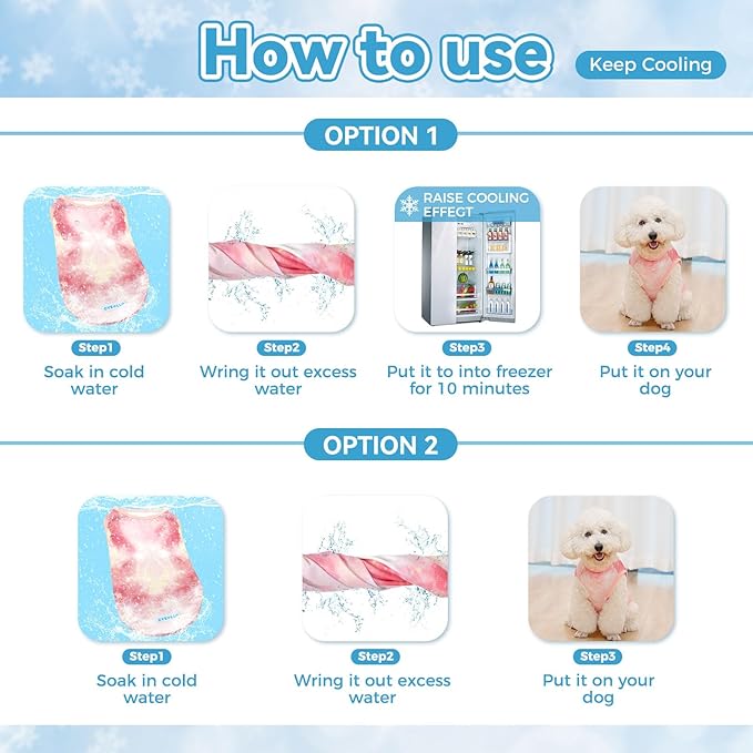 cyeollo 2pack Dog Cooling Shirt, Breathable Sleeveless Summer Clothes for Dogs, Intant Cool T Shirts for Small Dogs, Pink S
