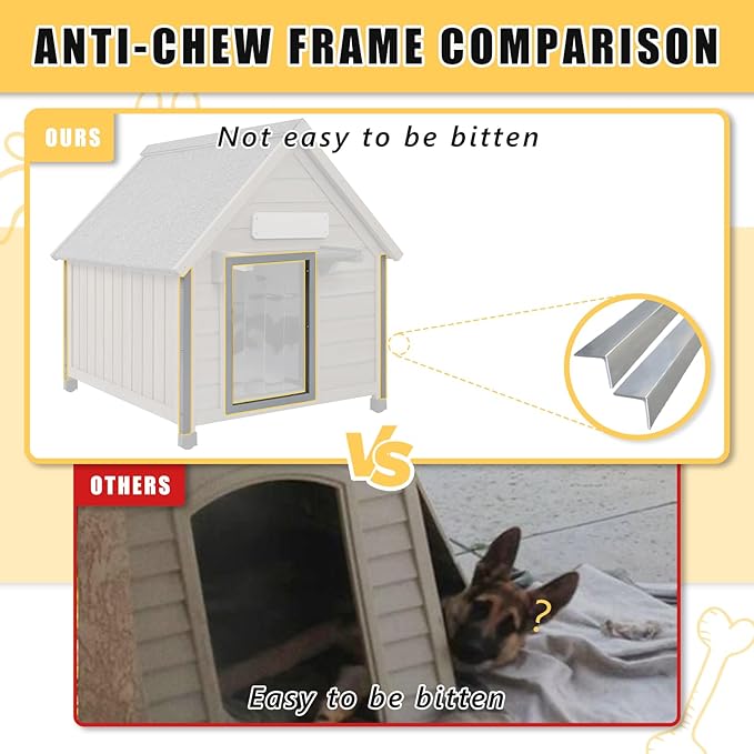 Small Dog House Indoor, Wooden Outdoor Dog House with Waterproof Roof, Chew-Proof Iron Frame, Doghouse Kennel Puppy Shelter for Small Medium Dogs,26" L x 34.6" W x 32" H