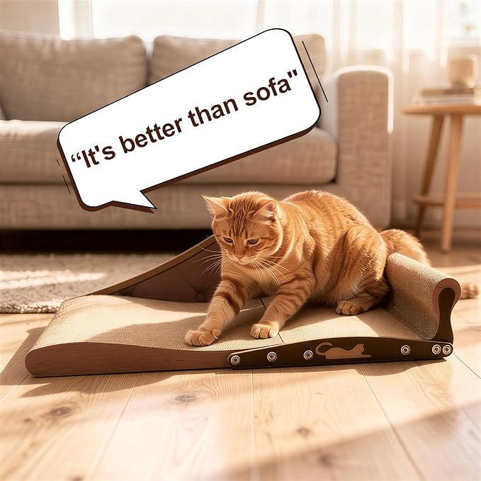 Extra Large Cat Couch Scratcher, 26" Cat Sofa Lounge Bed, Durable Cardboard Scratching Board for Indoor Cats, Cat Scratch Bed, XL Lounger and Scratch Bed Furniture Protector