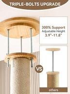 Floor to Ceiling Cat Tree, 5-Tier Adjustable Height(7.3-10.5ft) Solid Wood Climbing Tower with Sisal Scratching Posts, Transparent Capsule and Cozy Hammock