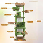 68" Green Cute Cat Tree for Indoor Cats Large Adult, Tall Cat Tower with Scratching Post & Condo, Hammock, Aesthetic Cats Stand, Modern, Easy Assembly (Green, 68" Tall)