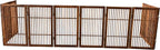 Urnporium Pet Dog Gate Freestanding, Strong Durable Folding Wooden Fence, Portable Acacia Hardwood Safety Barrier for Indoor & Outdoor Use (Brown Pet Gate, 10 Panel 30" Tall)