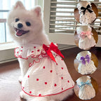 TAPBULL Dog Dresses, Fashionable Pet Dog Clothes with Heart Design, Cute Cat Birthday Dress Outfit (Pink/Red/Blue/Purple/Black 5-Pack), Medium