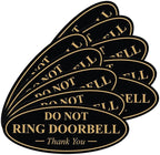 All Quality Oval DO NOT Ring DOORBELL Thank You Sign - Black/Gold Medium 10 Pack