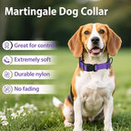 Martingale Collar for Dogs with Quick Release Buckle, Reflective Soft Padded & Escape Proof, Adjustable Nylon Dog Collars for Training & Daily Walking (Purple,XS)