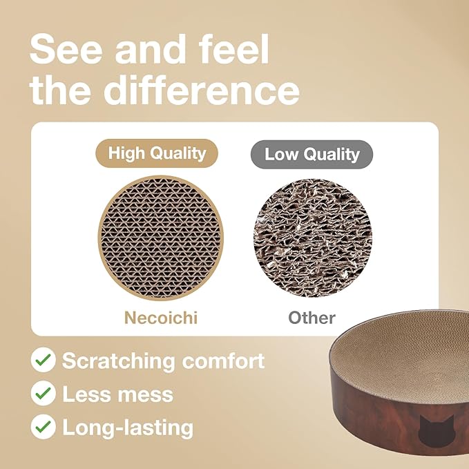 Necoichi Cat Scratcher Bowl for Indoor Cats - Cat Scratching Lounger with Reversible Usability and Extra Comfort for Lounge, Cardboard Bed Couch / (XL, Dark Cherry)