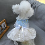 Fashion Sweet Puppy Dog Blingbling Princess Skirt Pet Dog Lace Cake Camisole Tutu Dress I-Blue XL
