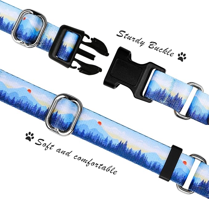 Hikiko Martingale Collar for Dogs Soft Durable Dog Collar for Small Medium Large Boy and Male Dogs No Pull No Slip Safety Buckle Dog Collars (Hill,Medium)