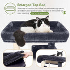 Globlazer Cat Tree Tower with Scratching Post for Indoor Cats, 53inch Tall Plush Multi-Level Cat Climbing Tower Condo House with Large Hammock, Spacious Cat Condo, Big Padded Top Perch, F53, Dark Gray