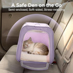 PETSFIT Large Cat Car Carrier with Patented Safety Buckles(19 x 12 x 12) – Roomy Escape-Proof for Safe Driving, Lockable Zippers & Safety Tether, Soft-Sided Travel Carrier for Road Trips & Vet Visits
