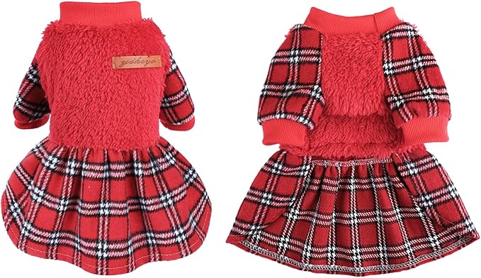 Dog Sweater Dog Winter Clothes for Small Dogs Boy Girl Fall Puppy Dress Warm Fleece Chihuahua Yorkie Teacup Doggie Sweaters Dresses Doggy Sweater for Small Dogs Girl Cat Outfits, Red, XS