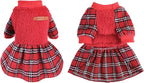 Dog Sweater Dog Winter Clothes for Small Dogs Boy Girl Fall Puppy Dress Warm Fleece Chihuahua Yorkie Teacup Doggie Sweaters Dresses Doggy Sweater for Small Dogs Girl Cat Outfits, Red, S