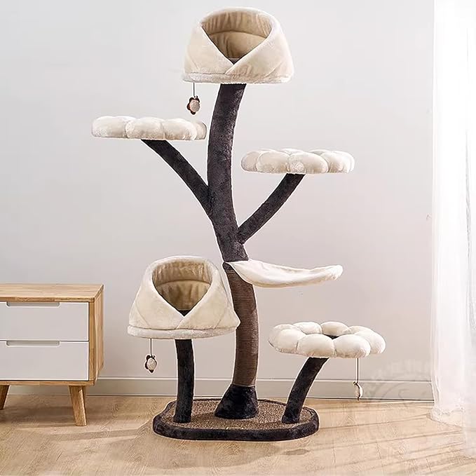 6-Tier Large Cat Tree – Multi-Level Cat Climbing Frame with Hammock, Scratching Posts & Cat Nests, 22LBS Load for Indoor Cats, Home & Pet Shops