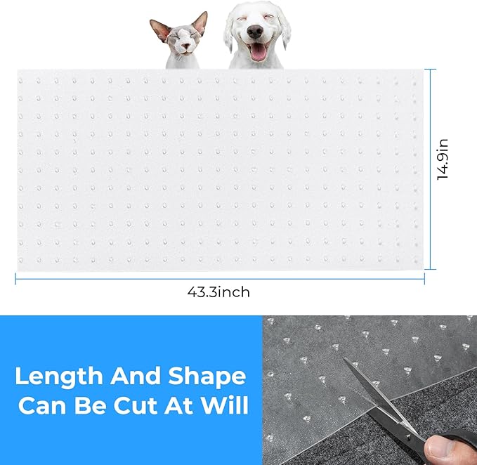 Carpet Protector for Pets Cat Scratch Carpet Protector Easy to Cut Plastic mat for Carpet Anti Scratch Under Door Mat Carpet Scratch Stopper from Cat Dog Scratching 3.6FT (Clear, 3pcs)