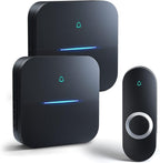 AIDA Lighted Wireless Doorbell for Home, Waterproof Battery Doorbell Wireless 1,000ft Range, 5 Volume Levels with 58 Chimes & LED Flash on Receiver (Black, 1 transmitter & 2 Receiver)