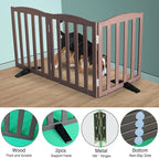 Freestanding Dog Gate Indoor,Doggie Gate Foldable Pet Gates for Doorways,Stairs or Hallways, Wooden Brown Pet Gate for the House, Pet Fence with Support Feet Included,24 "Height-3 Panels