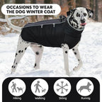 IDOMIK Warm Dog Coat with Harness, Waterproof Reflective Dog Jackets for Small Medium Large Dogs, Fleece High Collar Winter Jacket with Zipper, Pet Winter Snowsuit Clothes for Cold Weather,Black L