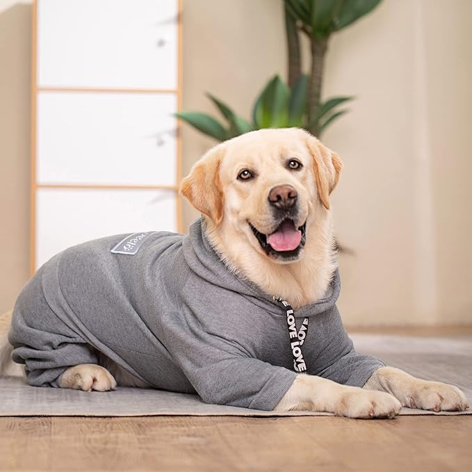 Dog Hoodies Winter Coat for Large Medium Dogs, Pullover 8 Legs Warm Coat Hooded Sweatshirt, Fleece Hoodie for Cold Weather (Grey, 5X-Large)