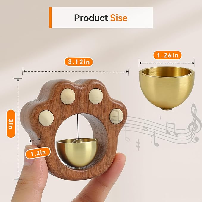 Cat Paw Shopkeepers Bell for Door Opening – Magnetic Wooden Door Chime & Wireless Brass Doorbell for Business Entrance, Home Decor – Cute Kawaii Wind Bell for Fridge, Room, Shop No Battery Entry Alert
