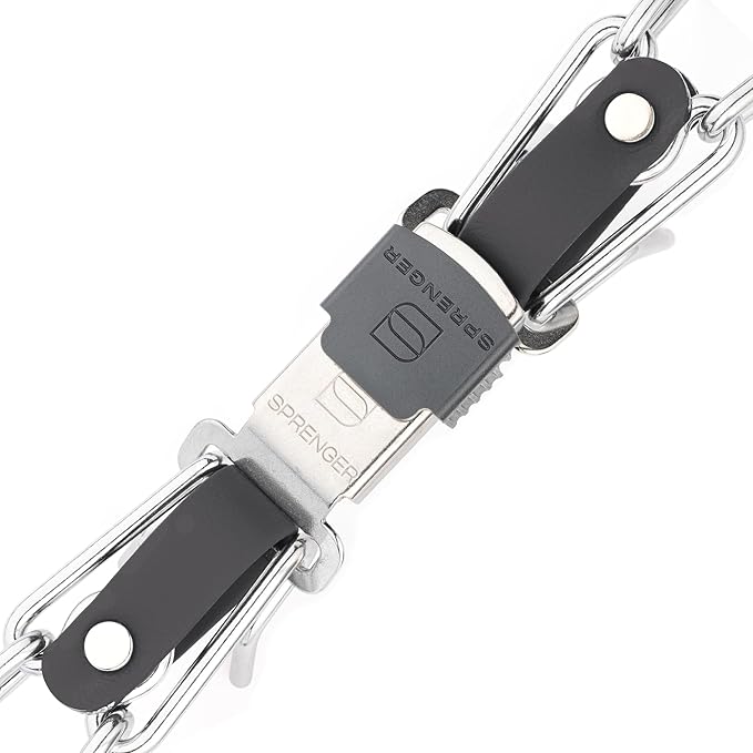 Herm Sprenger Chrome Plated Steel Dog Collar with Quick Release ClicLock Buckle and Biothane Insert Training Collar for Dogs Made in Germany (Black, 25in x 4.0mm(Neck Size up to21-22in))