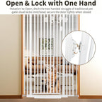 59“ Extra Tall Cat Gate for Doorway: 33.4-37.4” Wide Pet Gate, Auto Close/One Handed Open, 1.34” Extra Small Gap, No Drill Pressure Mount Tall Cat Gate for Interior Stairs/Kitchens/Hallways (White)