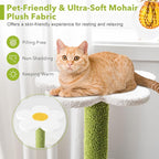 PETSITE 34.5 inch Cute Small Cat Tree, Flower Cat Tree with Sisal Scratching Post, Plush Top Perch, Cat Condo, Fluffy Spring Ball & Jingling Ball