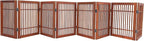 Urnporium Pet Dog Gate Freestanding, Strong Durable Folding Wooden Fence, Portable Acacia Hardwood Safety Barrier for Indoor & Outdoor Use (Brown Pet Gate, 8 Panel 24" Tall)