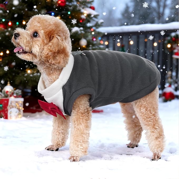 Dog Suit with Bow Tie Pet Tuxedo for Small Medium Dogs Cats Formal Clothes Puppy Outfits for Halloween Wedding Birthday (Grey, Large)