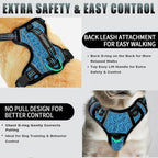 BARKBAY No Pull Dog Harness Large Reflective Dog Harness with Front Clip and Easy Control Handle for Walking Training Running with ID tag Pocket(Blue/Black,S)