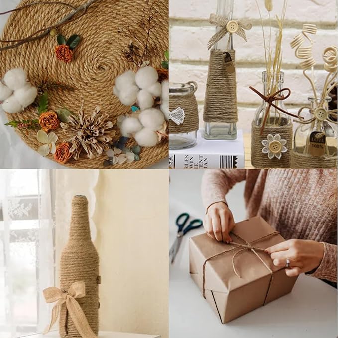 360FT/110M Natural Sisal Rope for Cat Scratching Posts, 6mm Thick Jute Hemp Cat Rope for Cat Tree Replacement, Cat Scratch Post Repair, DIY Projects, and Furniture Wrapping