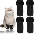 4 Pcs Cat Boots, Anti Scratch Cats Mittens, Breathable Cat Shoes to Prevent Scratching, Adjustable Mesh Cats Claw Protectors, Suitable for Kittens When Bathing and Nail Trimming(S,Black)