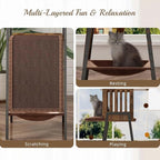 58-Inch Outdoor Cat Tower Metal, Large Cat Tower Platform, Modern Cats Tree with Scratching Board & Removable Pads, Cats Furniture for Indoor Cats, Large Perch Hammock
