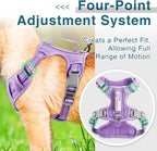 BARKBAY Dog Harness No Pull with ID Tag Pocket - Heavy Duty, Reflective, Easy Control for Large Dogs(Violet Purple,M)