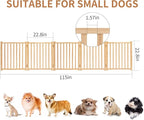 YOCAN Paint-Free Wooden Freestanding Dog Gates for The House, Doorways, Stairs,Wood Pet Fences Indoor Pet Gate,Step Over Fence-5 Panels L:115" H:23"