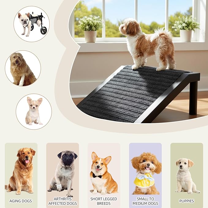 Dog Ramp for Stairs – Non-Slip Pet Steps with Locked-in Carpet & Iron Frame, Helps Senior Dogs & Small Breeds Climb Safely (4-Pack)