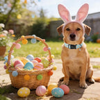 ARING PET Easter Dog Collar, Cute Mint Green Chick Egg Floral Pet Collars with Quick Release Buckle for Puppy Small Medium Large Boy Girl Dogs-M