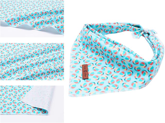 Lionet Paws Summer Dog Bandanas 2 Pack, Blue Washable Dog Triangle Bibs Scarf Dog Kerchief,Adjustable Triangle Holiday Scarves for Medium Large Extra Large Dogs Pets, Ball&StarFish